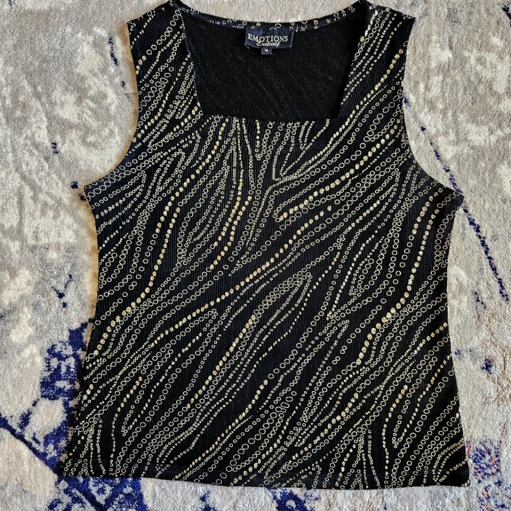 💥2for20 Sleeveless jersey top black gold